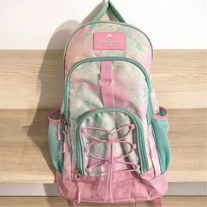 Tommy Bahama Kids Pastel Pink Green Logo Travel Backpack Multi Pocket Diaper Bag